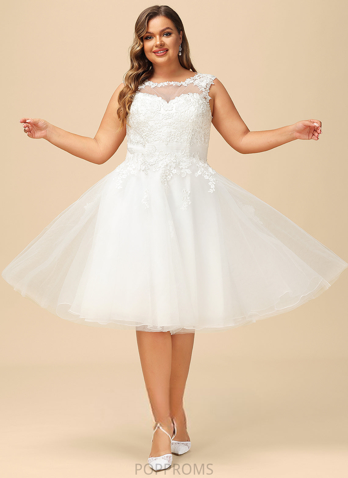 Madeleine Dress Illusion Tulle Wedding Wedding Dresses A-Line With Asymmetrical Lace Ruffle