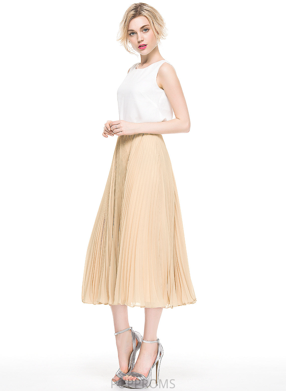 Skirt Dakota Pleated A-Line/Princess Tea-Length With Cocktail Dresses Chiffon Cocktail