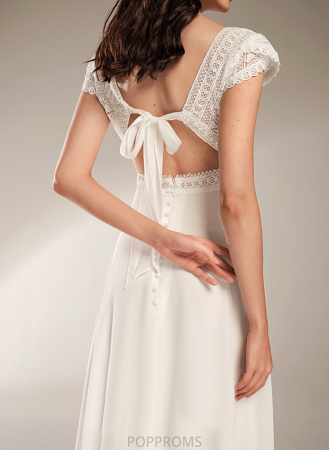 Dress Alisa Chiffon Lace Wedding Dresses A-Line V-neck Wedding Floor-Length