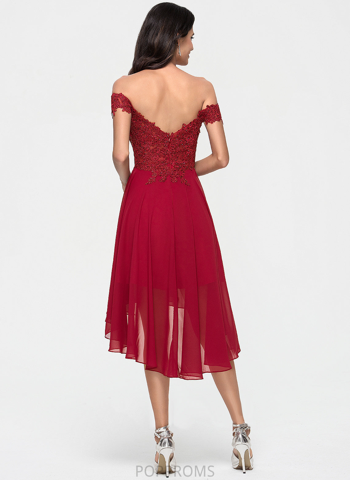 Dress Chiffon Beading Homecoming Dresses A-Line Homecoming Lace Asymmetrical Off-the-Shoulder With Jenny