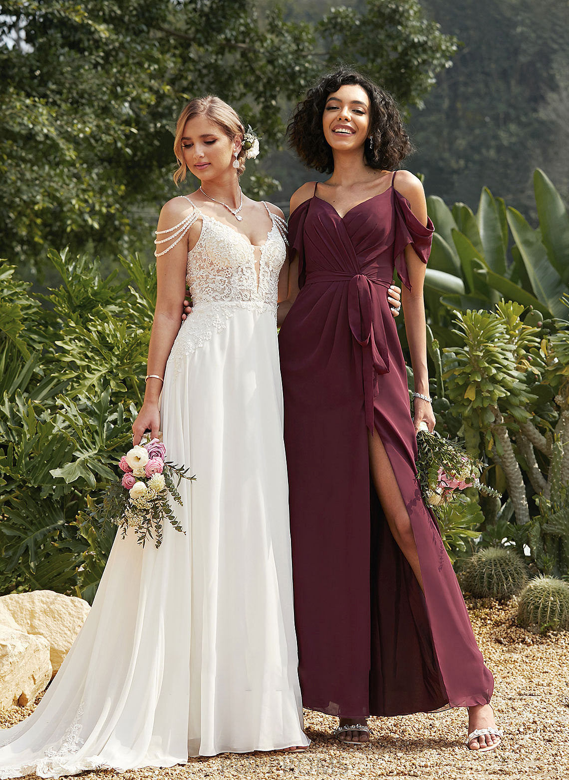 Length A-Line Floor-Length Embellishment Ruffle SplitFront V-neck Silhouette Fabric Neckline Frederica Trumpet/Mermaid Bridesmaid Dresses