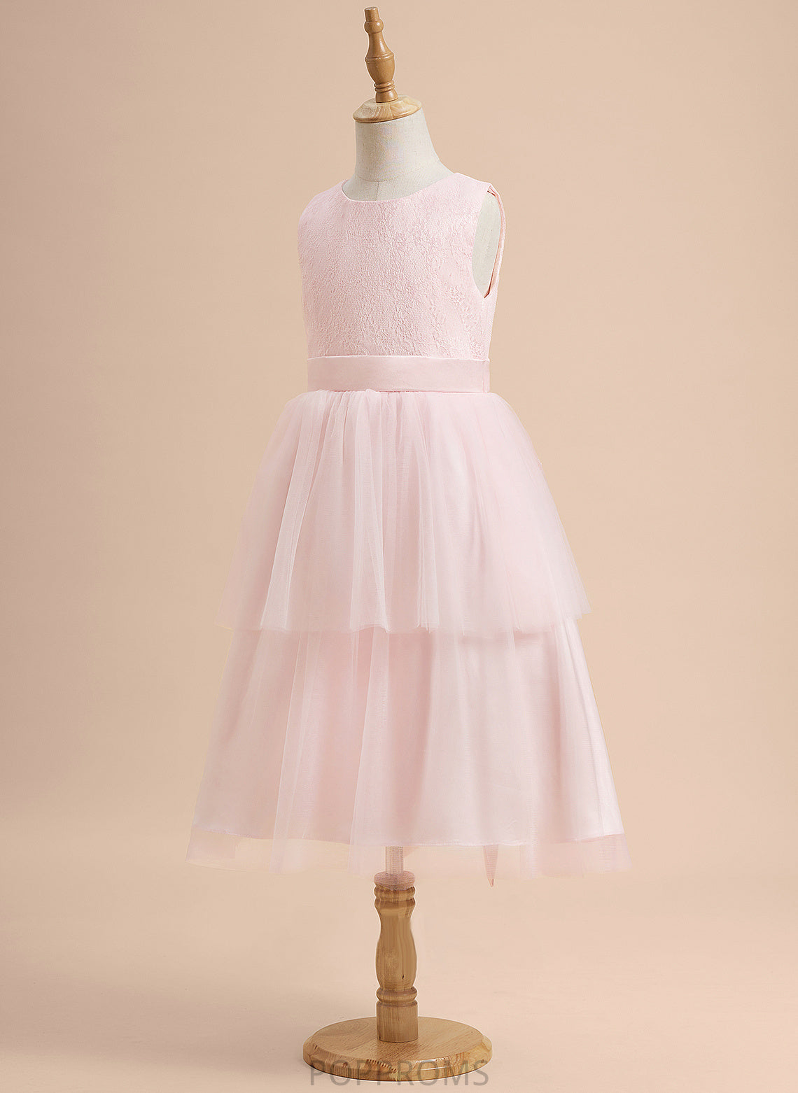 With Flower Girl Dresses Scoop Tamia Sleeveless Satin/Tulle A-Line Lace Dress Knee-length Neck Girl - Flower