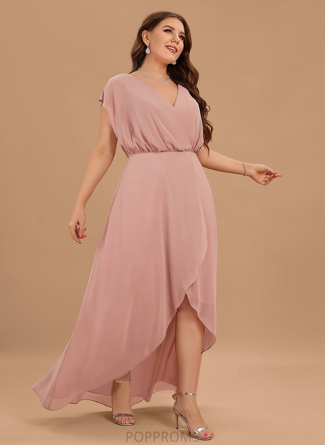 V-neck Silhouette Embellishment SplitFront A-Line Neckline Fabric Length Asymmetrical Journey Sleeveless Floor Length Bridesmaid Dresses