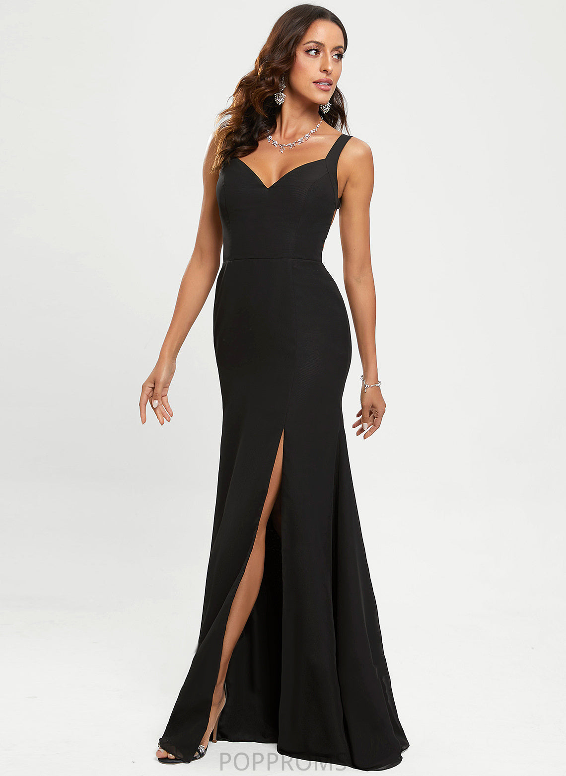 Prom Dresses Chiffon Floor-Length Sheath/Column V-neck Morgan