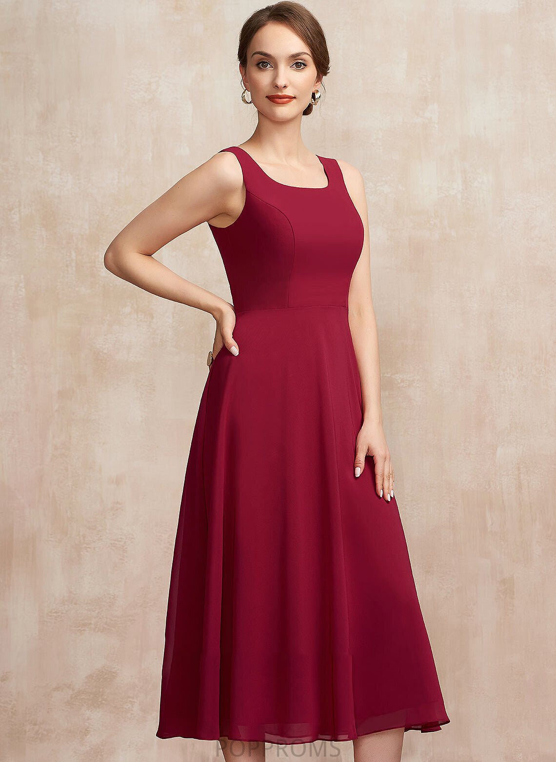 the Bride of Karina Dress Scoop Mother Chiffon Neck Mother of the Bride Dresses A-Line Tea-Length