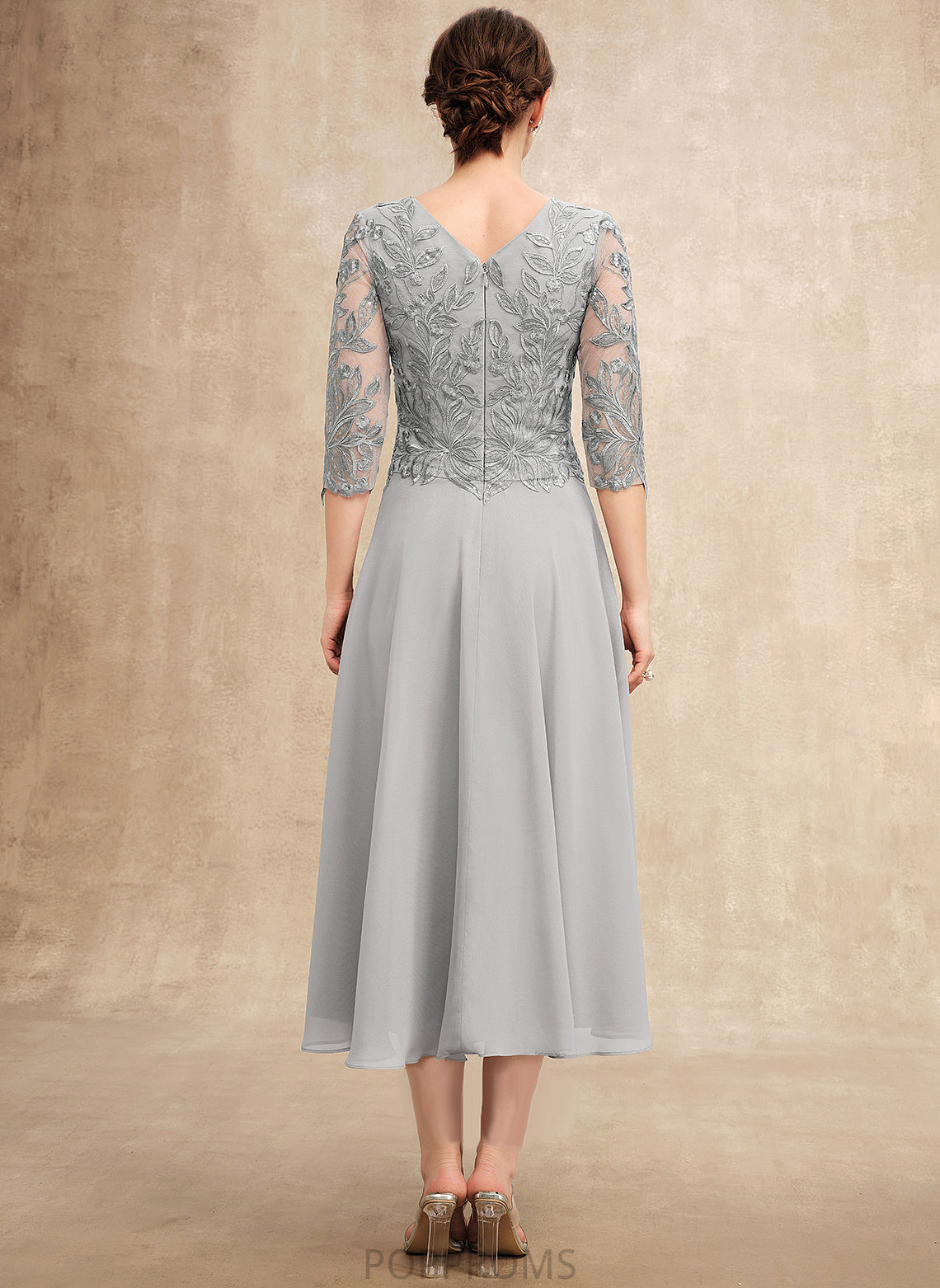 Chiffon Susie the Sequins of Dress A-Line With Tea-Length Neck Mother Bride Lace Mother of the Bride Dresses Scoop