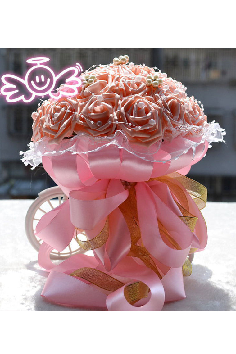 Sweet Round Satin/Silk Bridal Bouquets