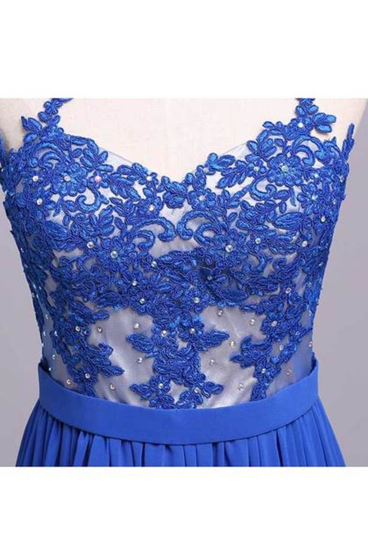 2024 Prom Dresses A Line Sweetheart Floor Length Chiffon Color Dark Royal Blue