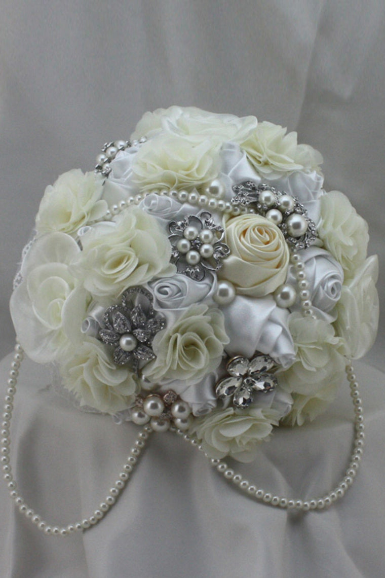 Luxury Rhinestone Pearl Wedding Bouquets Wedding Accessories Rose Flower (26*22cm)