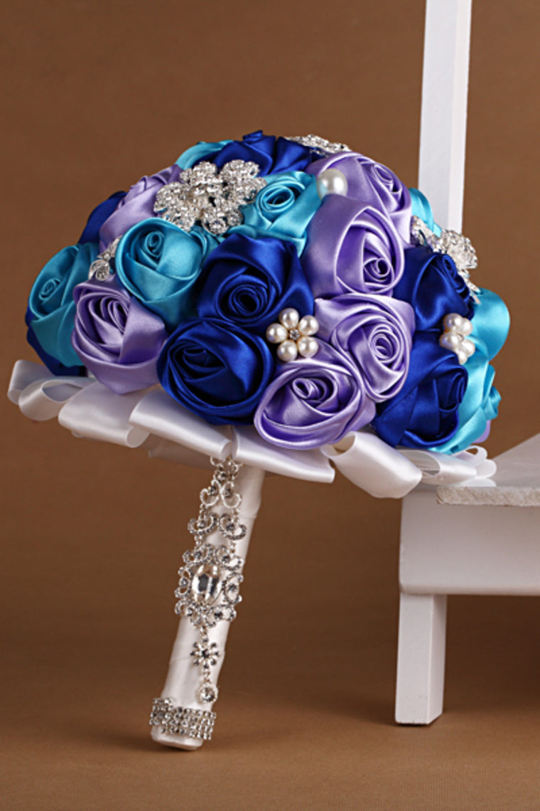 Round Roses Rhinestone Brooch Crystal Roses Wedding Bouquet (26*22cm)