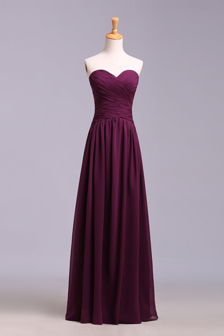 Affordable Bridesmaid Dresses/Prom Dresses A-Line Sweetheart Floor-Length Chiffon Grape