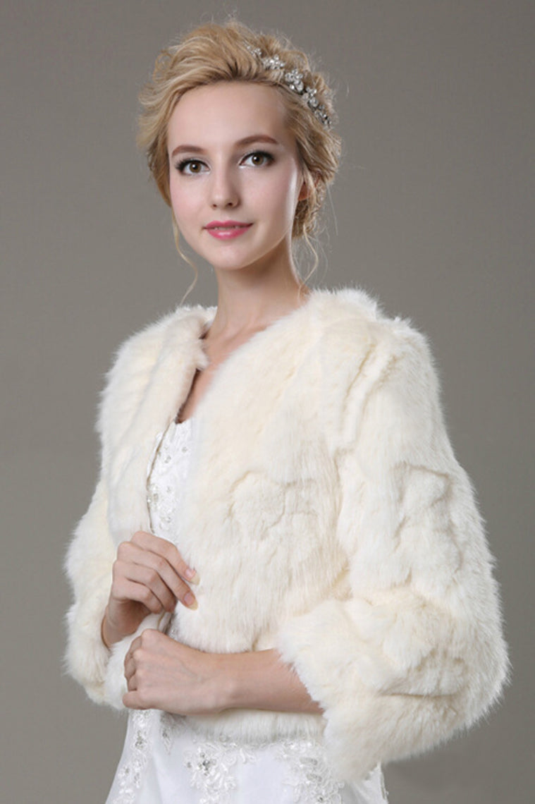 3/4 Length Sleeve Faux Fur Wedding Wrap