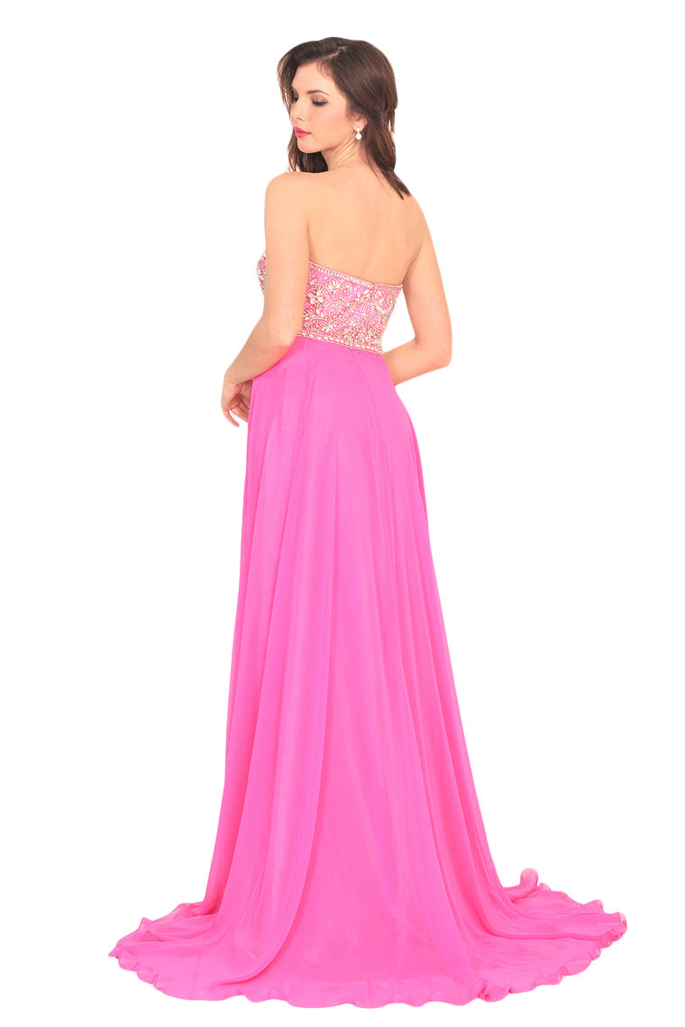 2024 A Line Sweetheart Beaded Bodice Prom Dresses Chiffon Sweep Train