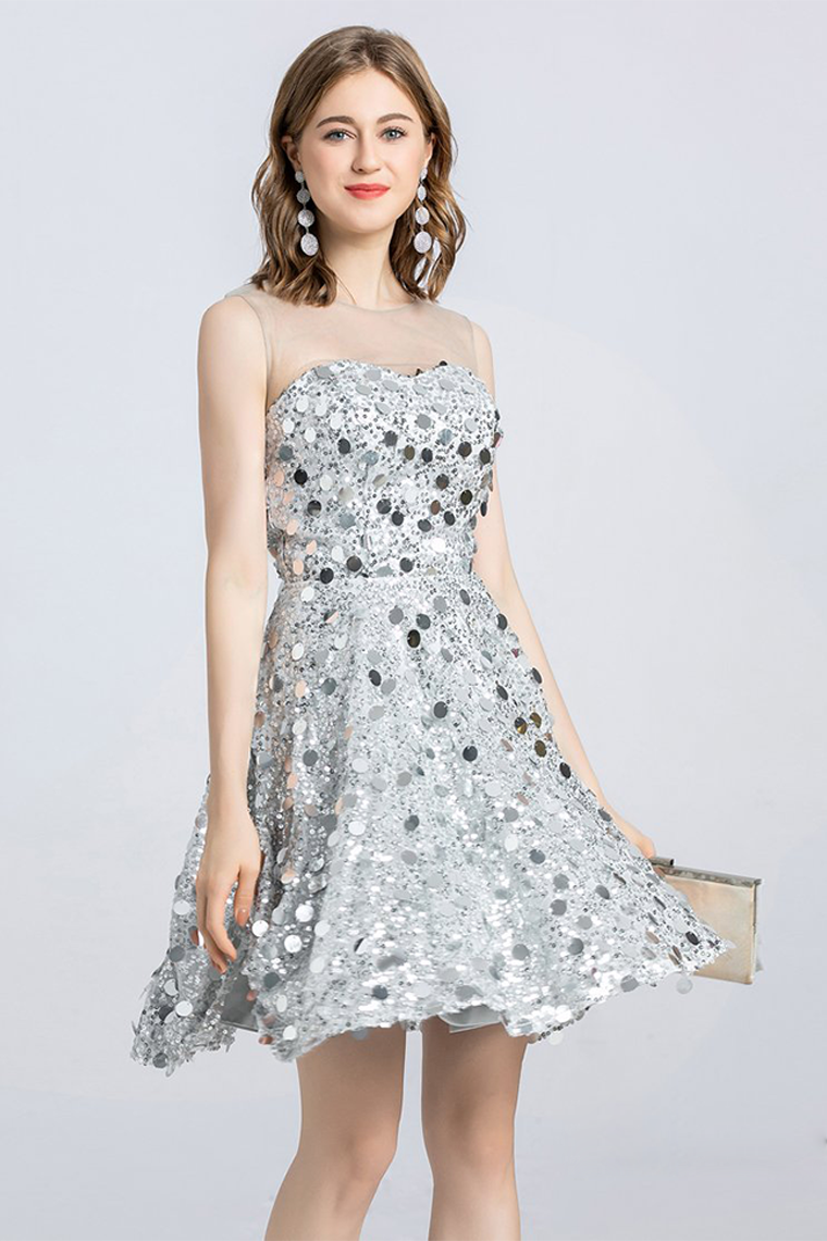 Sleeveless Jewel Homecoming Dresses Lace Abbey Sequins Mini