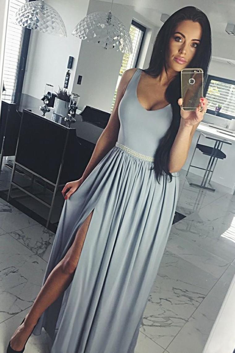 Elegant Long V-Neck Simple Elegant Prom Dresses Party Dresses