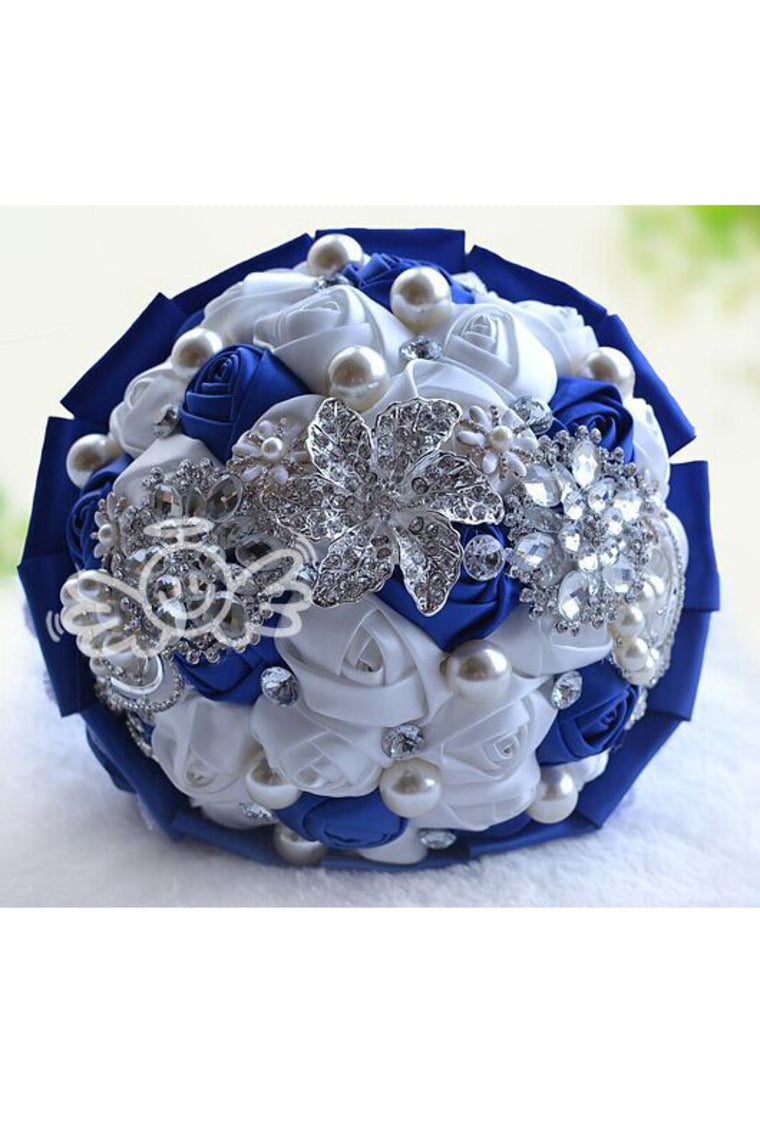 Romantic Round Satin/Rhinestone Bridal Bouquets