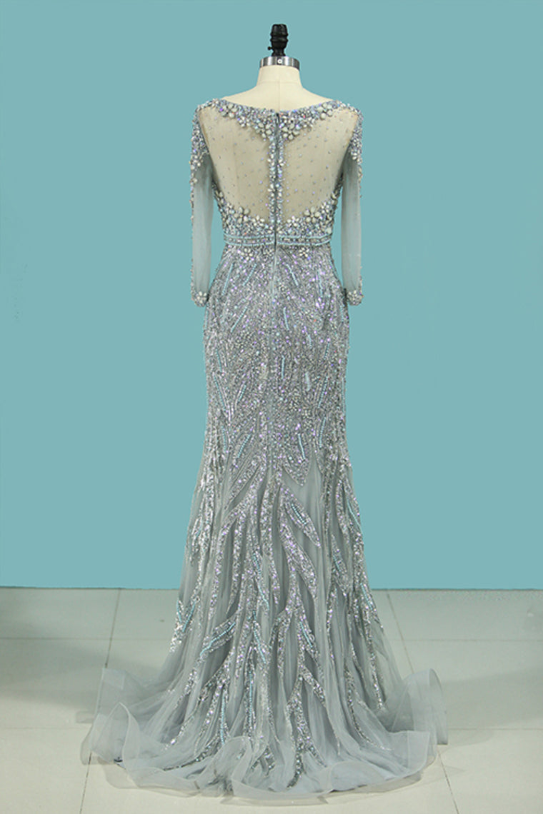 2024 New Arrival Prom Dresses Scoop Mermaid With Beads&Rhinestones