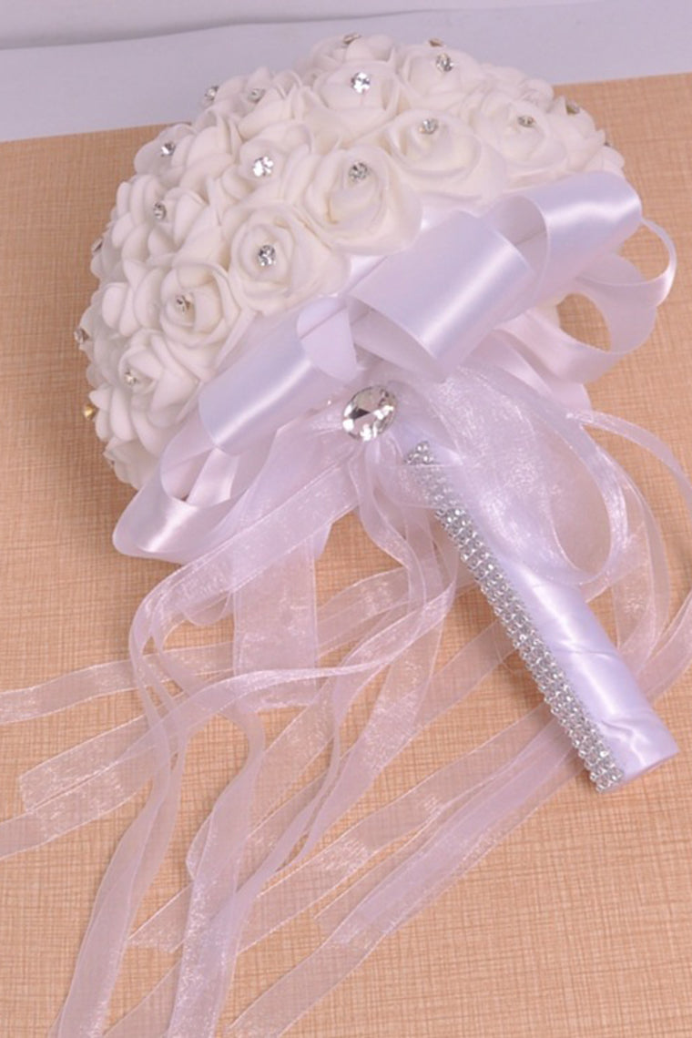 Delicate Round Foam/Ribbon/Rhinestone Bridal Bouquets