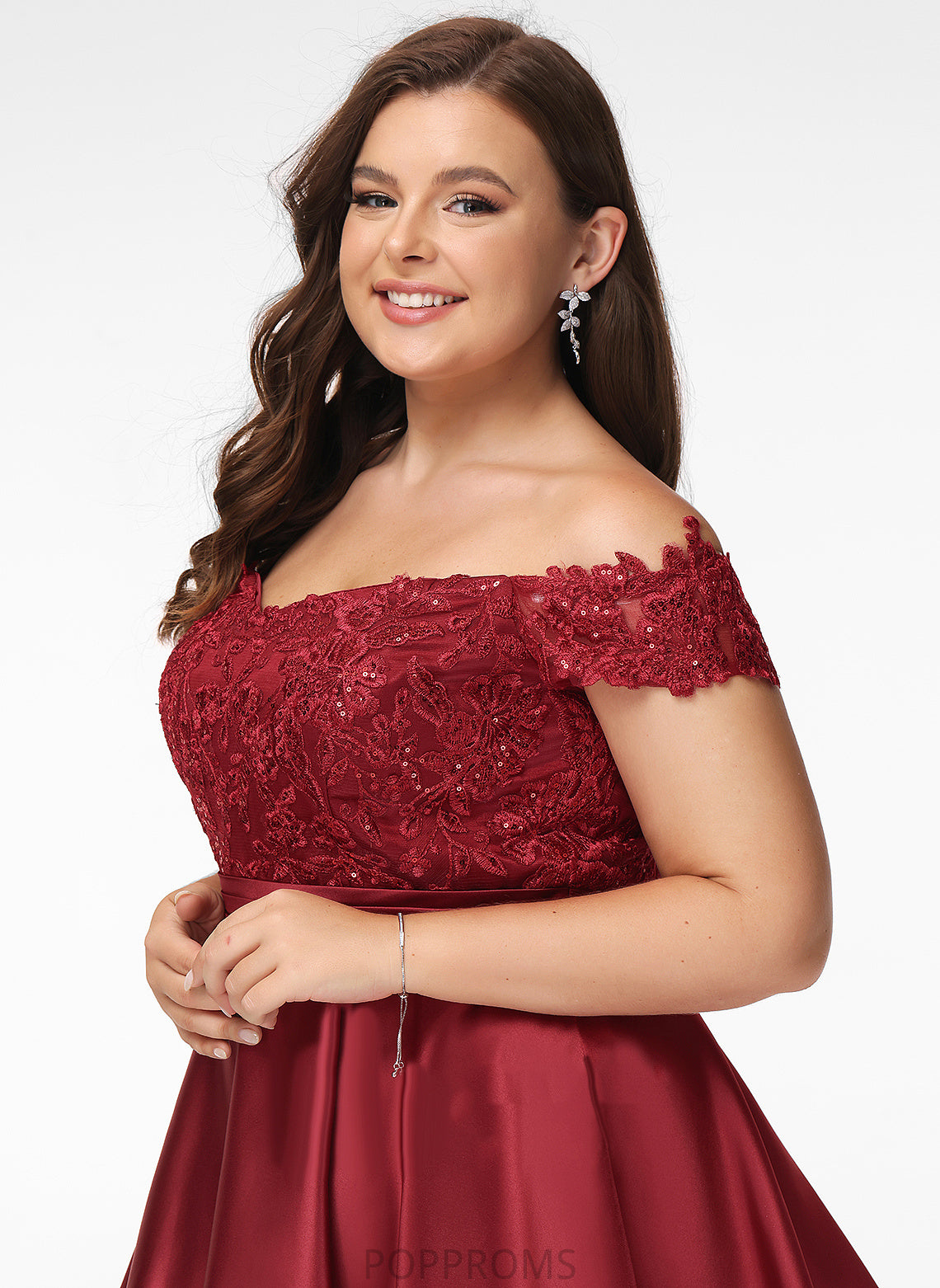 Cocktail Dresses Lace A-Line Off-the-Shoulder Camille Sequins Knee-Length Satin With Dress Cocktail