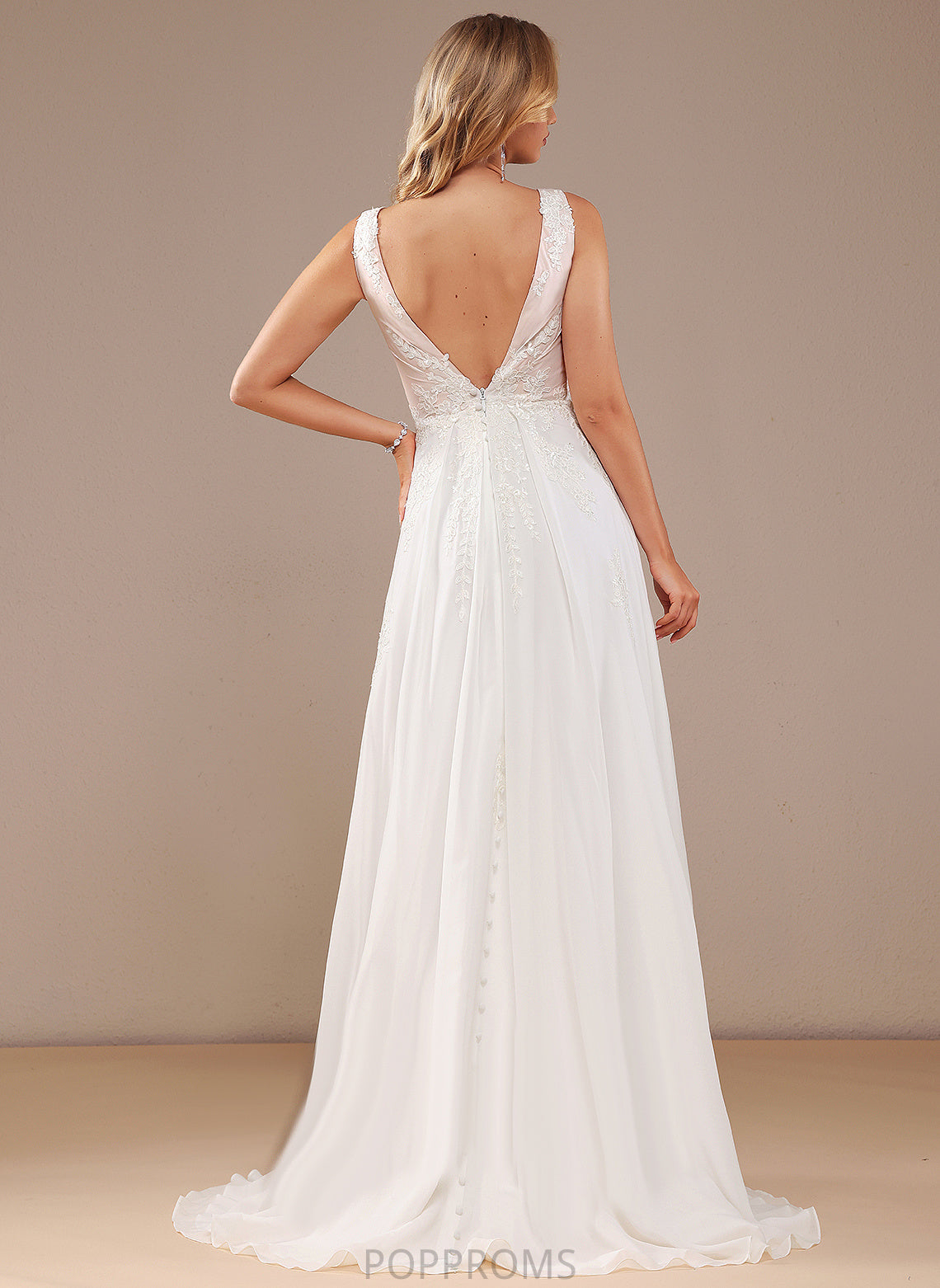 Train A-Line With Lace Sweep Split Dress Lace Wedding Chiffon Wedding Dresses Front Kaydence V-neck Sequins