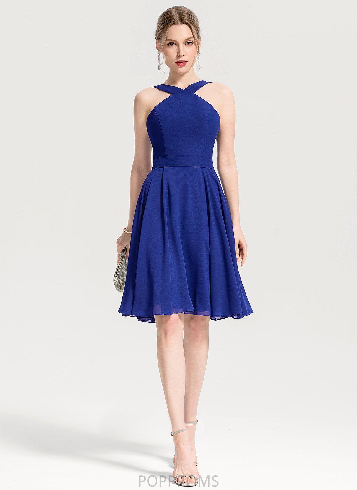 A-Line Chiffon Cocktail Dresses Knee-Length V-neck Dress Sharon Cocktail