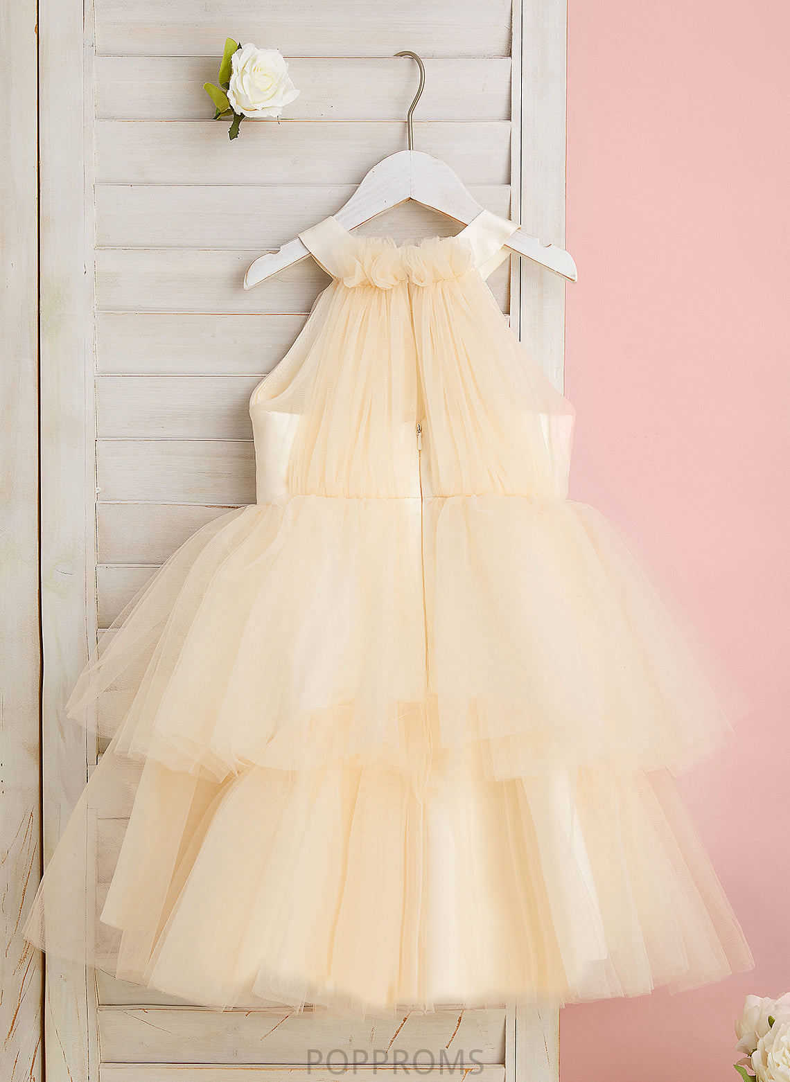 High Flower Girl Dresses With Girl Knee-length Dress Sleeveless - Rhinestone Neck Tulle Flower Ball-Gown/Princess Aaliyah