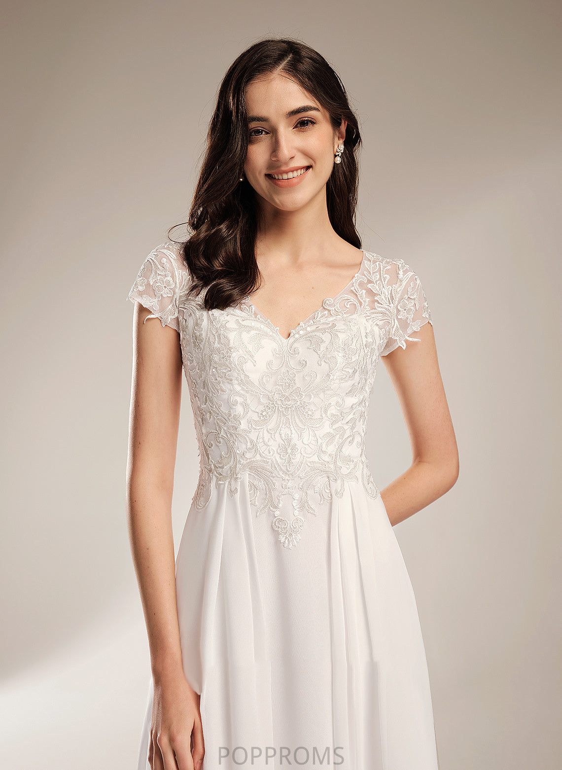 Wedding Asymmetrical Lace Wedding Dresses With Dress A-Line V-neck Yaritza