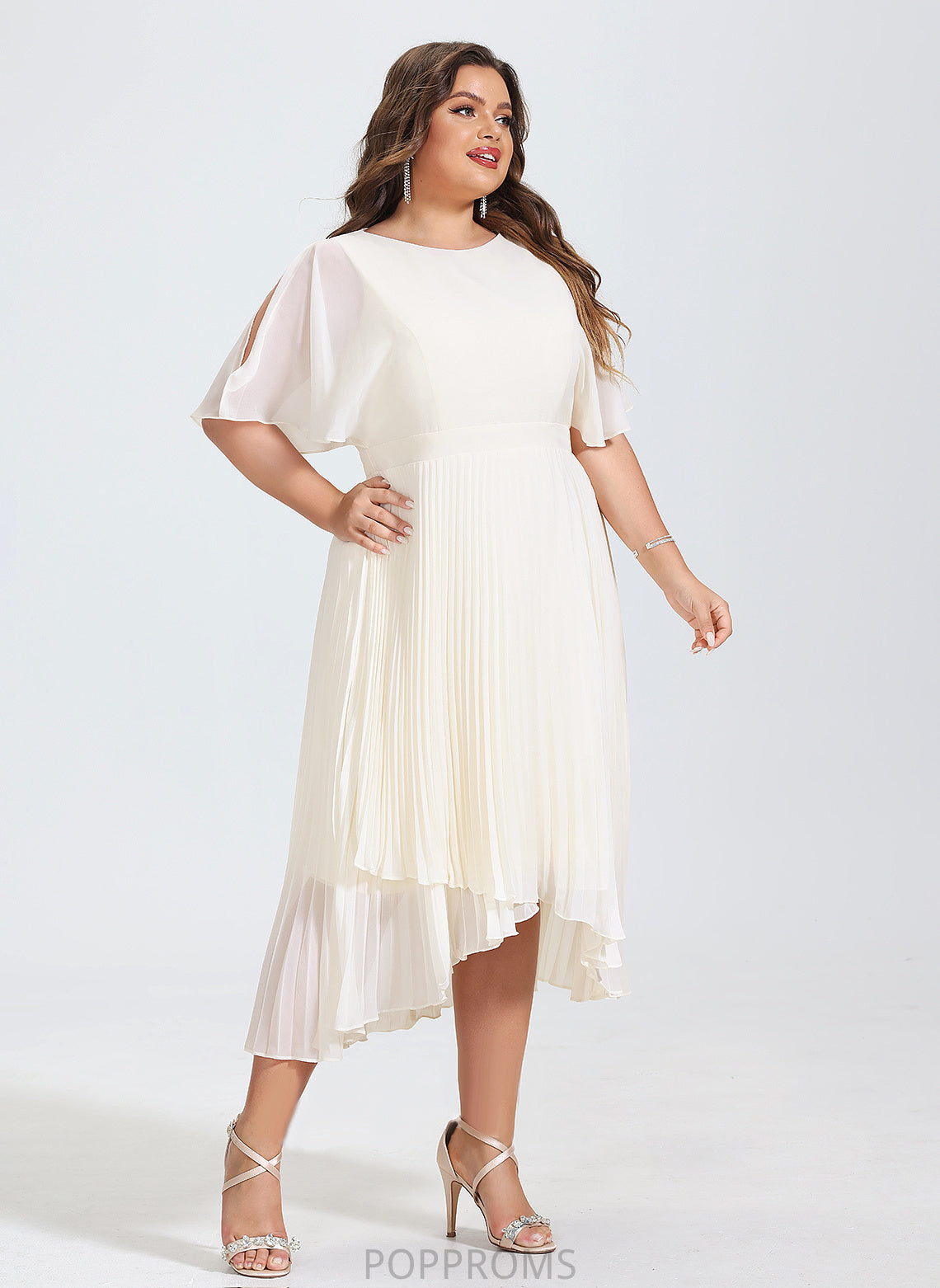 Dress A-Line Chiffon Madalynn Asymmetrical Scoop Cocktail Neck Cocktail Dresses Pleated With