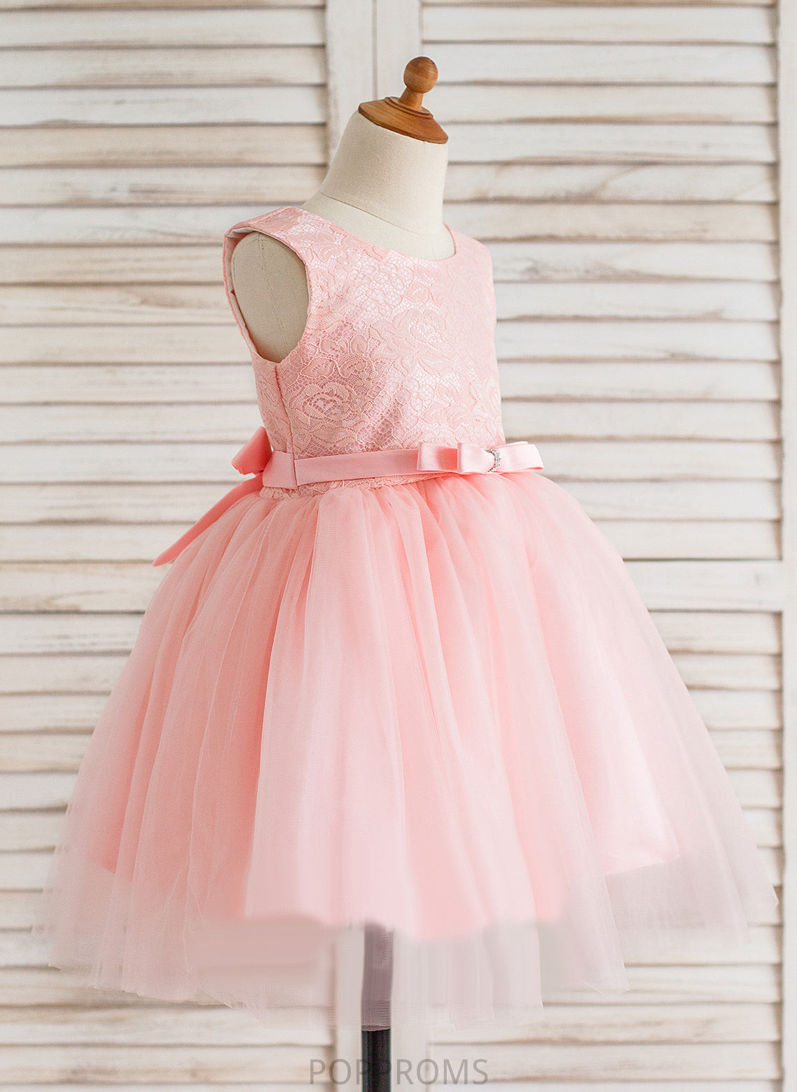 Flower Jamie Girl Scoop Tulle/Lace Knee-length Bow(s) Neck - Flower Girl Dresses Ball-Gown/Princess Dress Sleeveless With