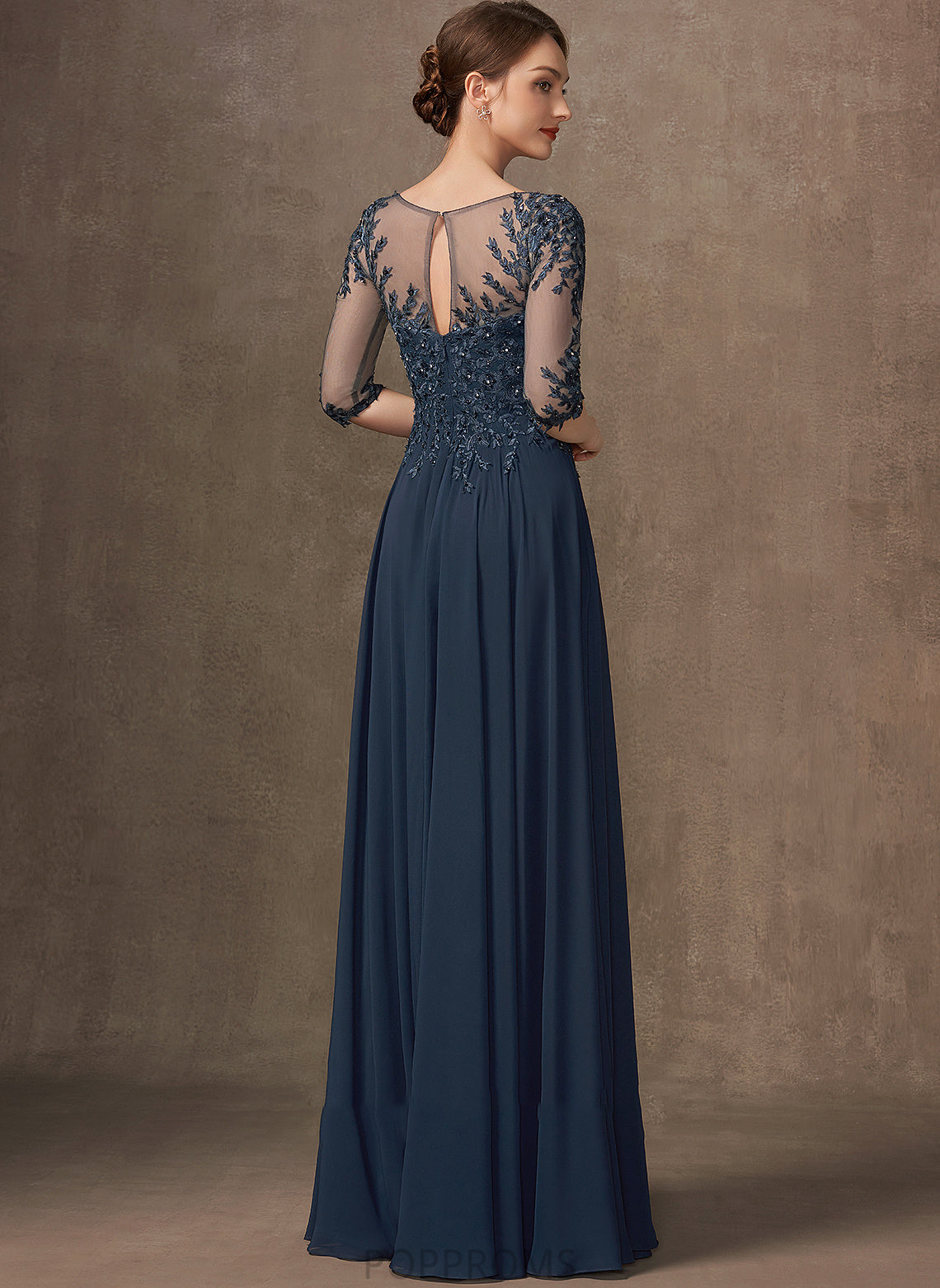 the A-Line Scoop Sequins Floor-Length Dress Lace With Rebekah Beading of Chiffon Bride Neck Mother Mother of the Bride Dresses