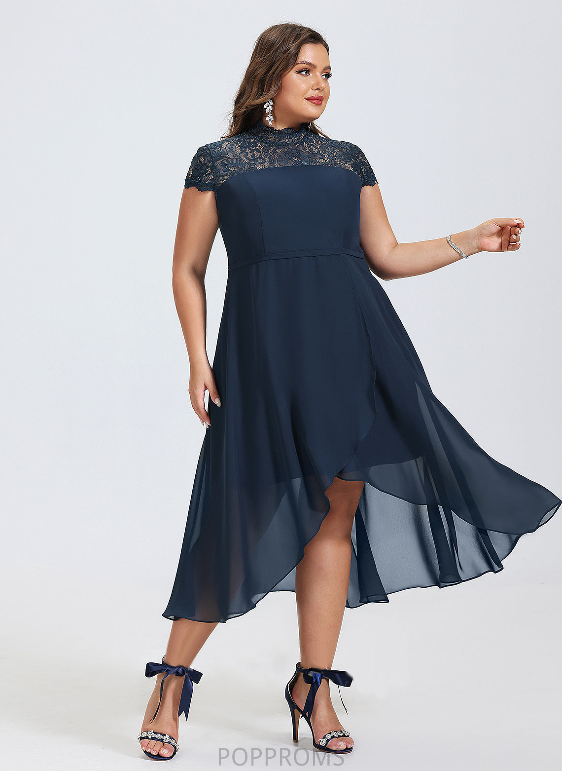 Cocktail A-Line Cocktail Dresses High Neck Asymmetrical Anna Dress Chiffon