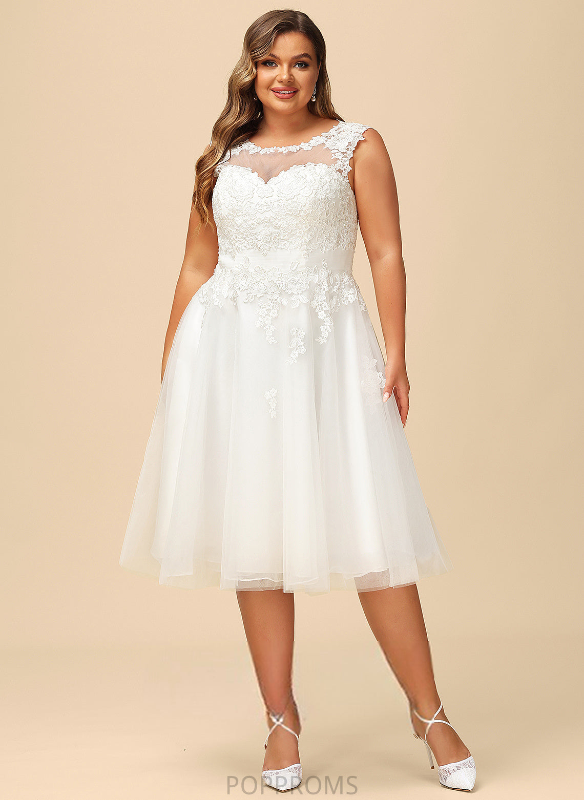 Madeleine Dress Illusion Tulle Wedding Wedding Dresses A-Line With Asymmetrical Lace Ruffle