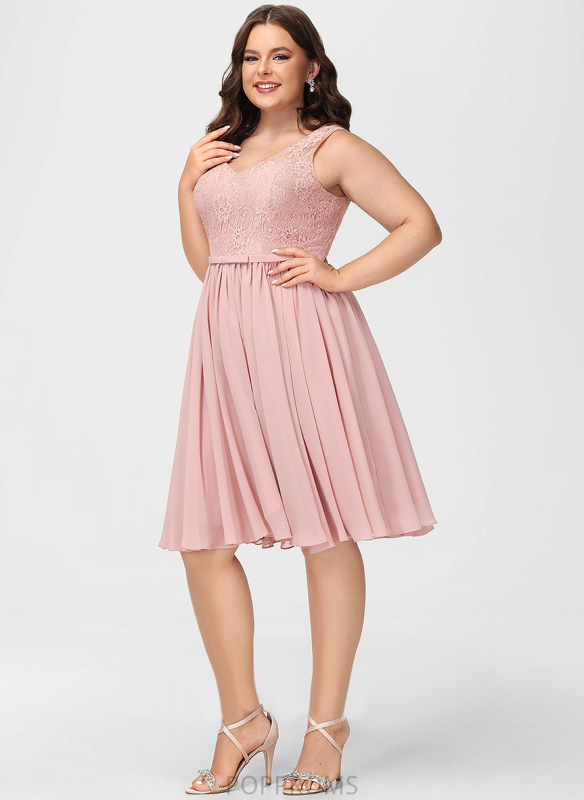 Dress Knee-Length With V-neck Cocktail Lace Bow(s) Jasmine A-Line Cocktail Dresses Chiffon Lace