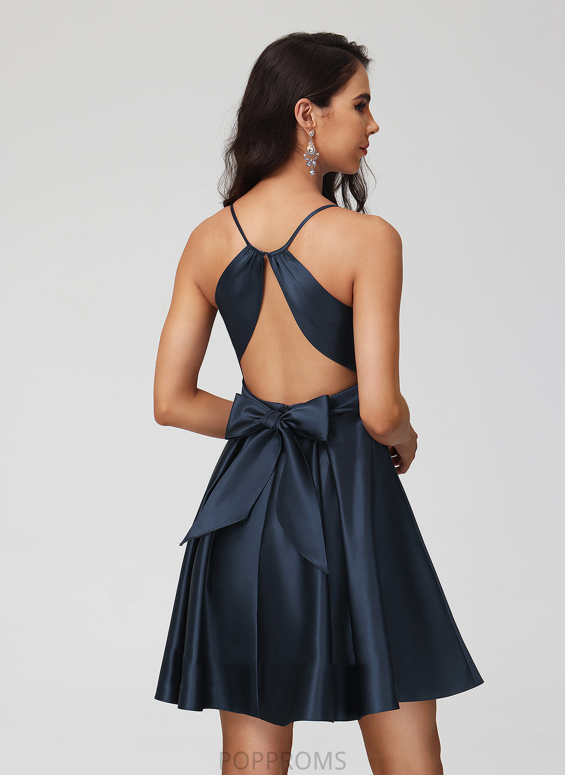 A-Line Pleated With Short/Mini Homecoming Dresses Matilda V-neck Dress Satin Homecoming