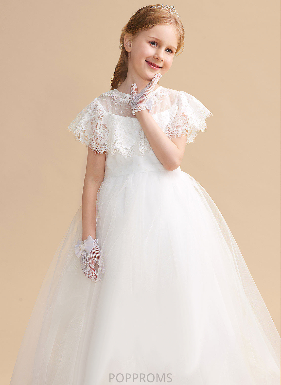 - Valerie Flower Flower Girl Dresses Floor-length A-Line Tulle/Lace Dress Sleeveless Scoop Girl Neck