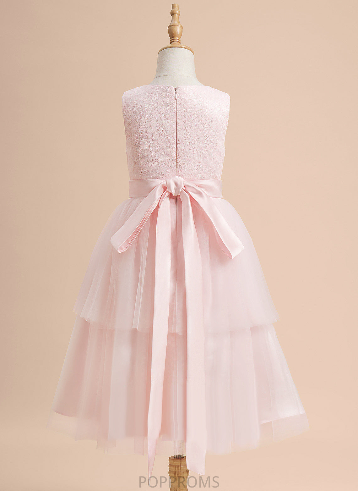 With Flower Girl Dresses Scoop Tamia Sleeveless Satin/Tulle A-Line Lace Dress Knee-length Neck Girl - Flower