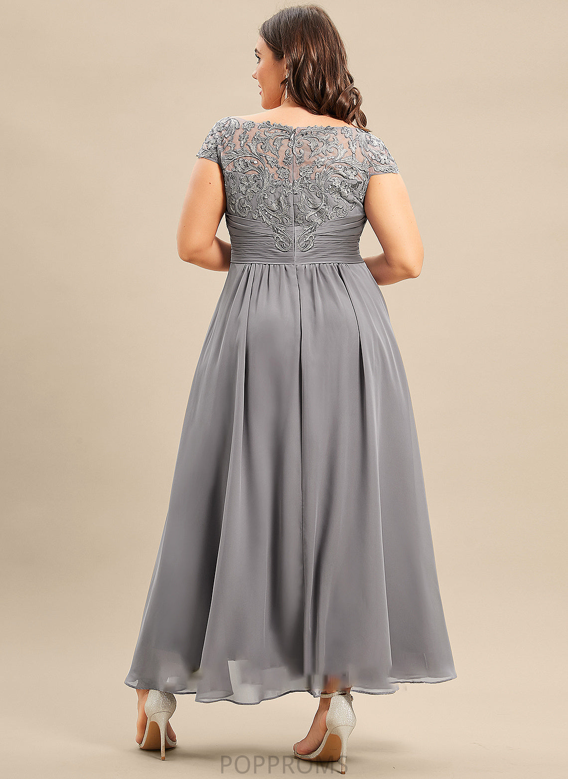 Mother Scoop Bride the Lace Neck A-Line Asymmetrical Sarai Chiffon Mother of the Bride Dresses of Dress