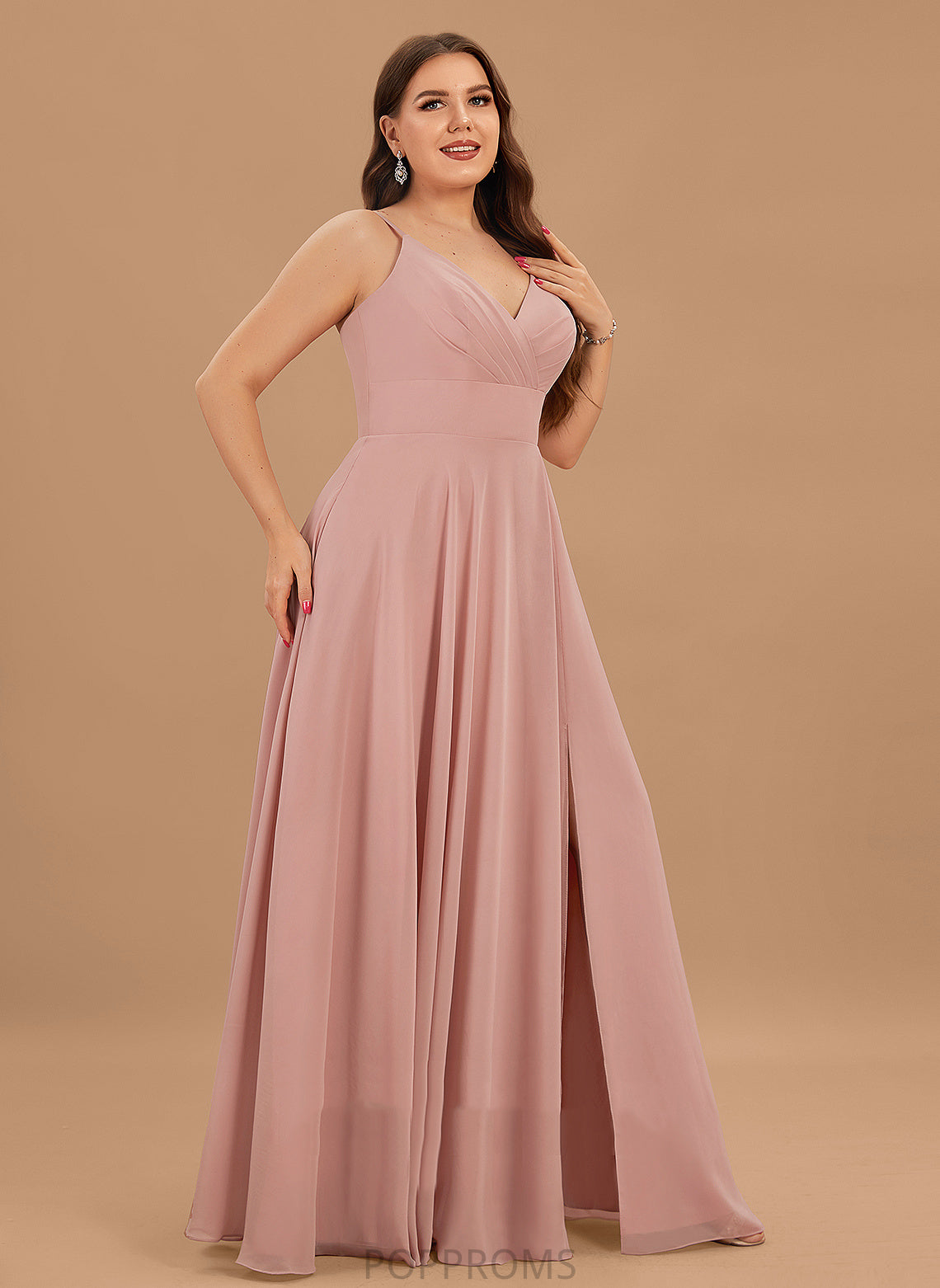 V-neck Silhouette A-Line Embellishment Length Neckline Floor-Length Ruffle Fabric Juliette A-Line/Princess V-Neck Bridesmaid Dresses