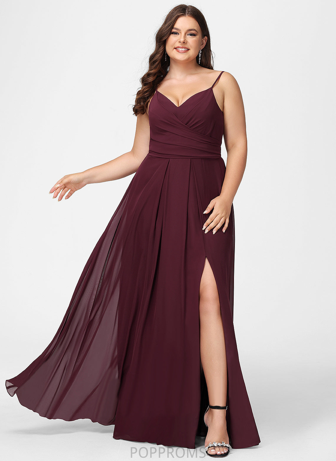 Ruffle Embellishment Neckline Floor-Length V-neck Length A-Line Fabric Silhouette SplitFront Jaden Off The Shoulder Bridesmaid Dresses