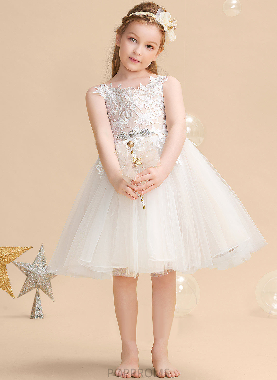 Flower A-Line Tulle/Lace Adison Straps Knee-length - Flower Girl Dresses Dress Sleeveless Girl