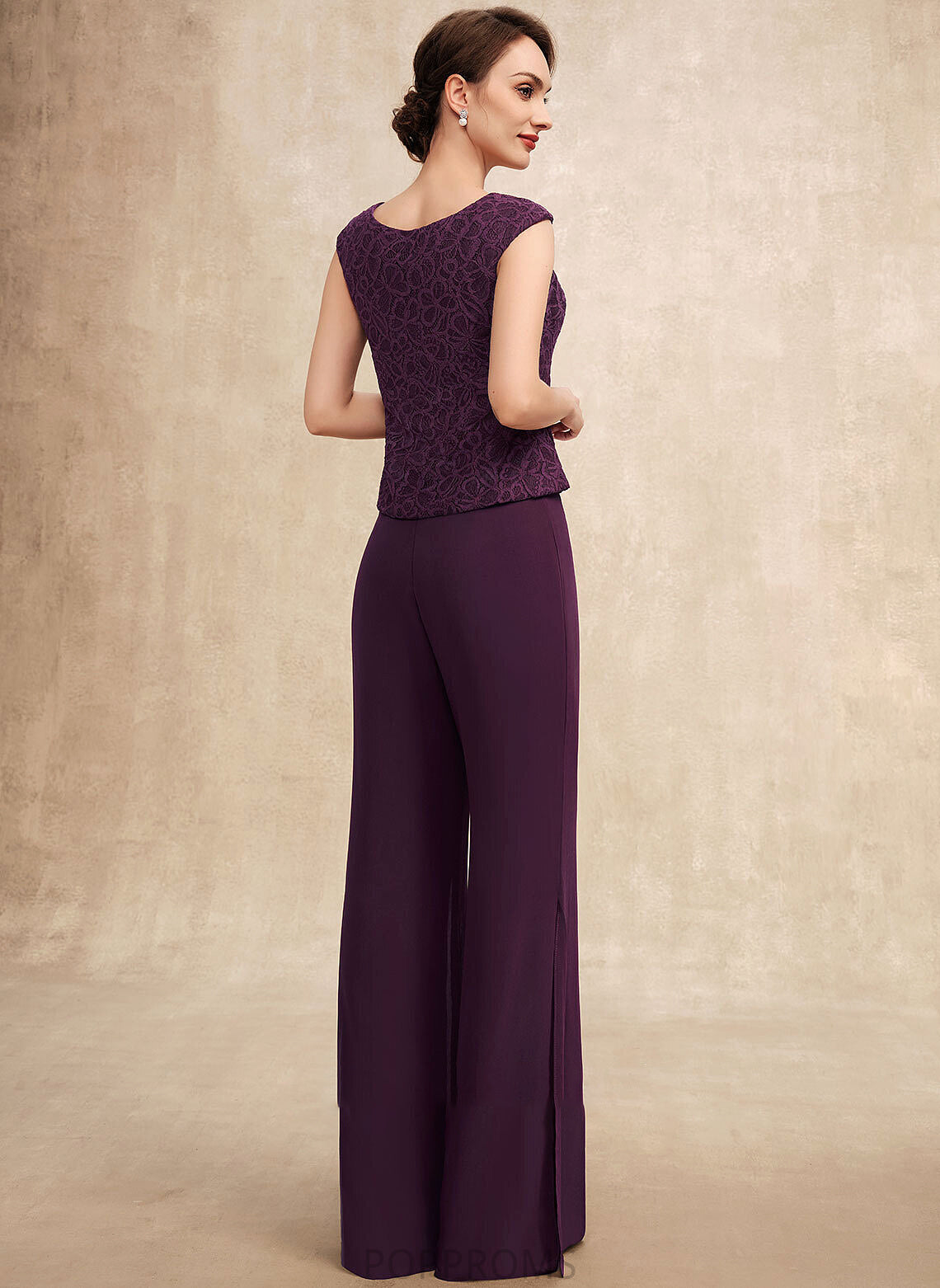 Floor-Length Jumpsuit/Pantsuit Chiffon Mother Dixie the Lace Scoop of Bride Dress Mother of the Bride Dresses Neck