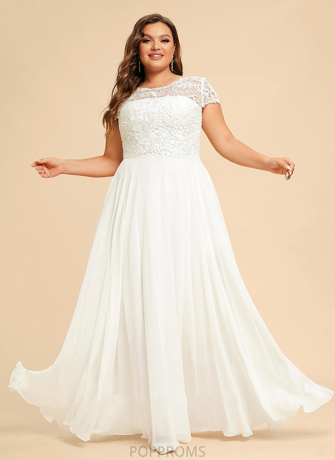 Chiffon Scoop Salma Wedding Dress Floor-Length A-Line Wedding Dresses Lace