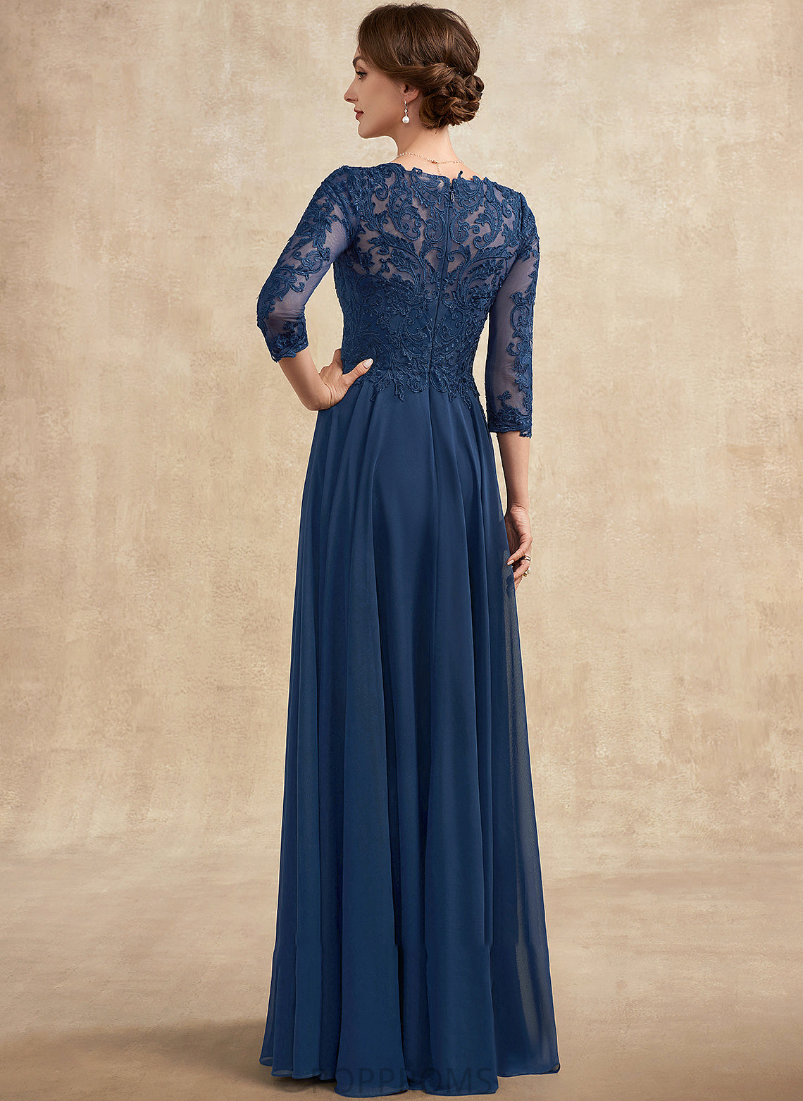 the A-Line of Mother Kaylen Dress Chiffon Lace Bride V-neck Mother of the Bride Dresses Floor-Length