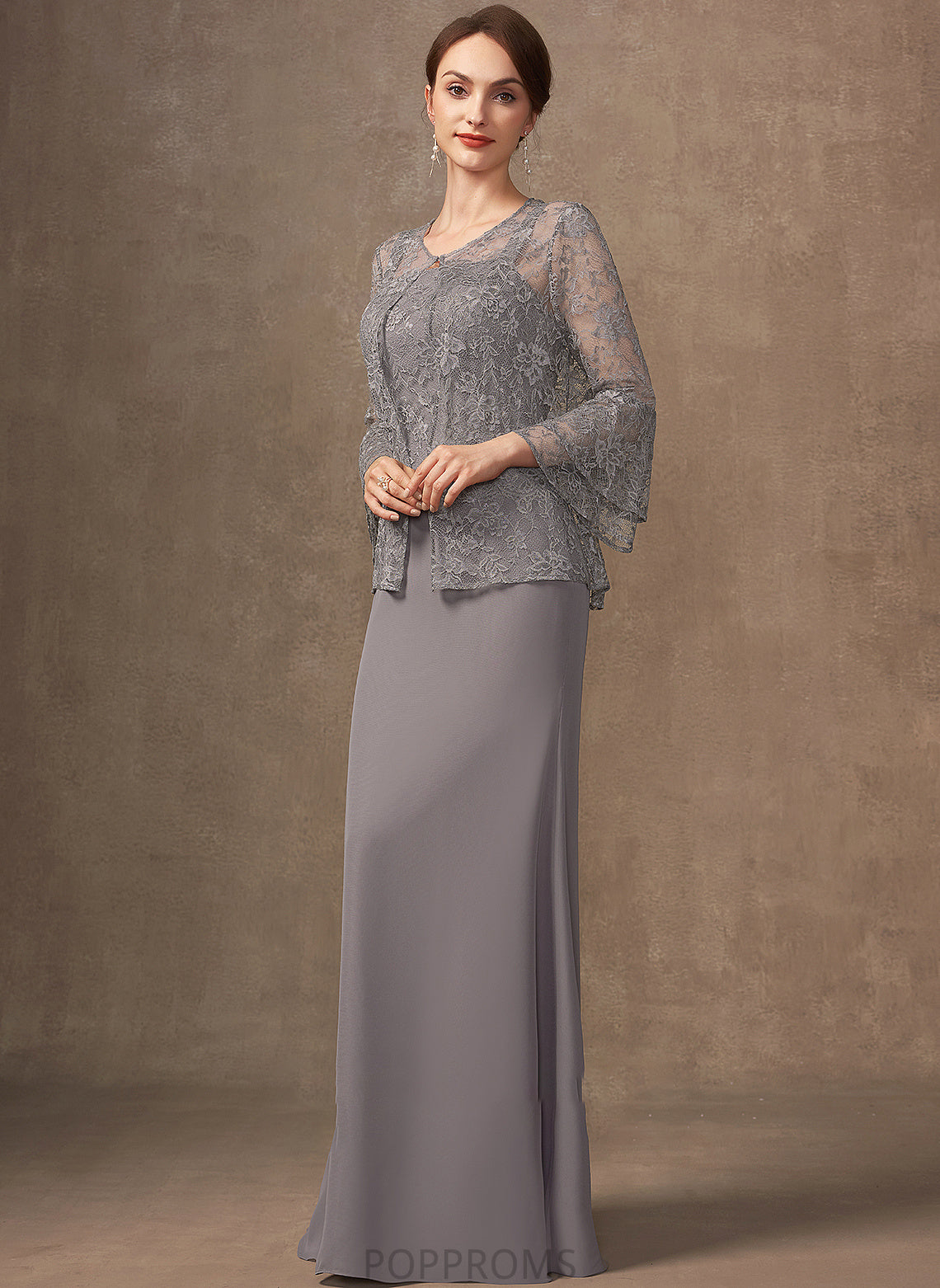 Neckline Chiffon of Sheath/Column Bride Lace Floor-Length Square Mother of the Bride Dresses the Mother Aubrey Dress