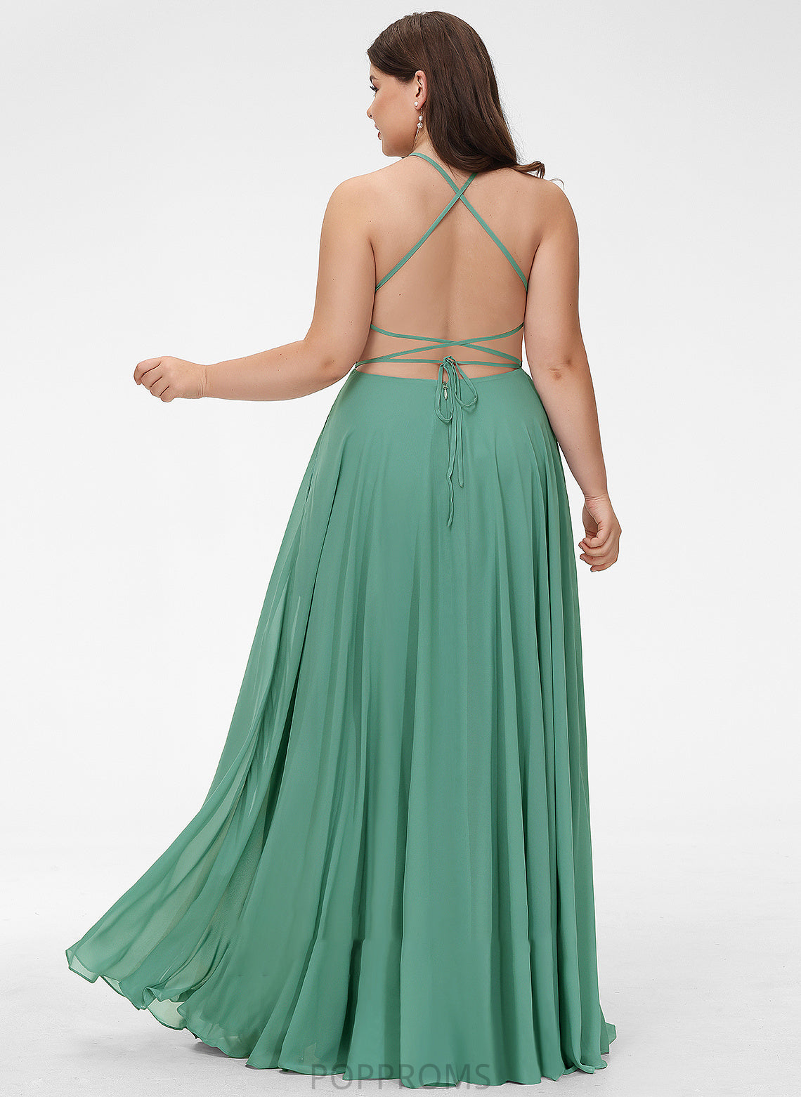 Floor-Length Front Prom Dresses Neckline Pockets Split Claire With Square A-Line Chiffon