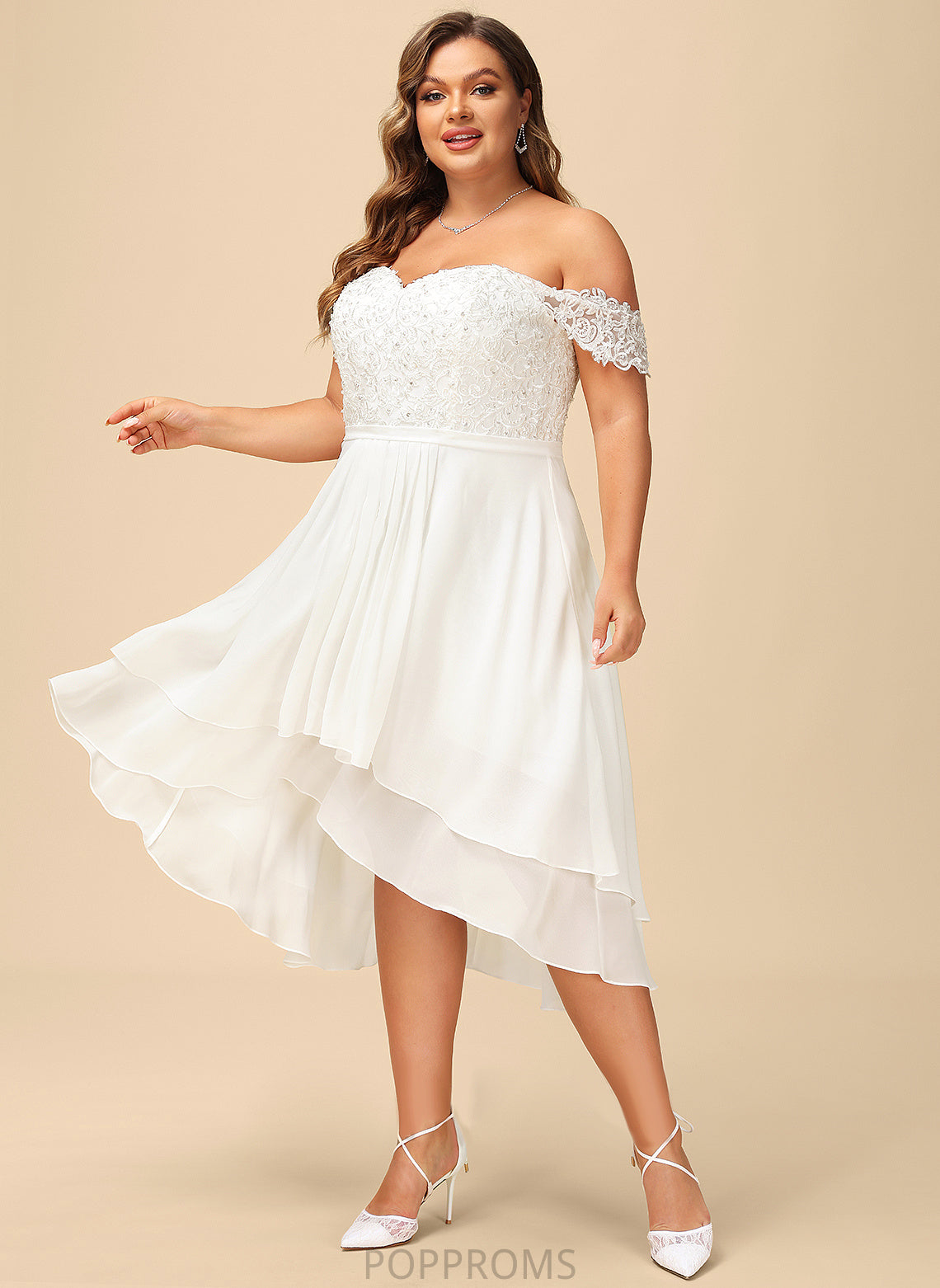 Lace Chiffon A-Line Off-the-Shoulder Dress With Wedding Kennedy Wedding Dresses Asymmetrical Sequins Beading