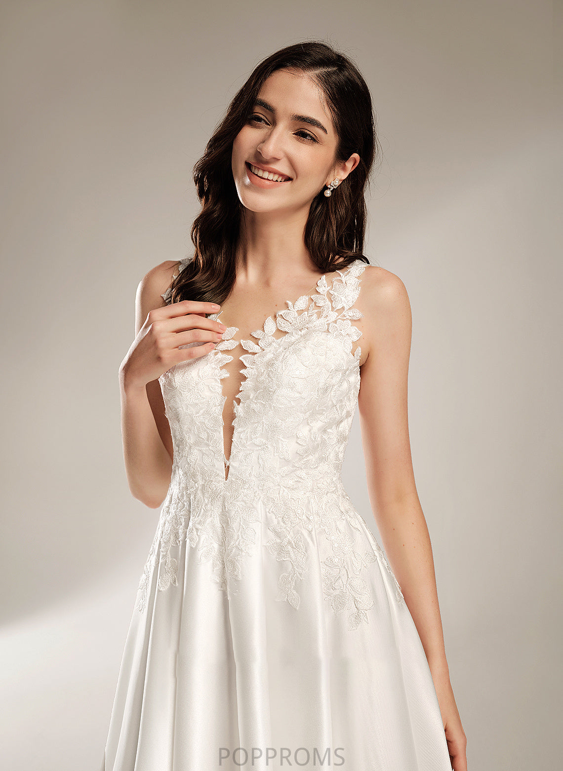 V-neck With Pockets Tea-Length A-Line Wedding Dress Wedding Dresses Tianna