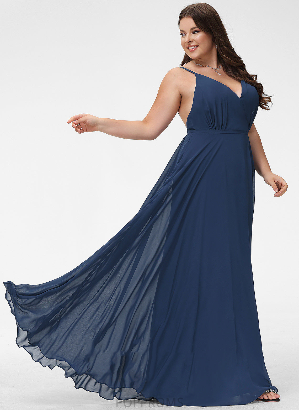 SplitFront V-neck Length Silhouette Fabric A-Line Embellishment Neckline Floor-Length America A-Line/Princess Straps Bridesmaid Dresses