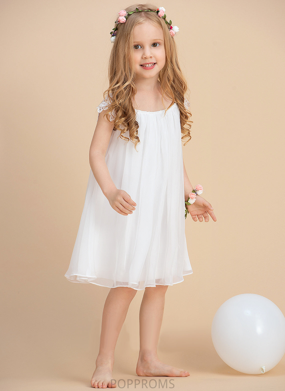 A-Line/Princess Flower Girl Dresses Dress With Scoop Destiney Chiffon Neck Girl - Lace Flower Tea-length Sleeveless