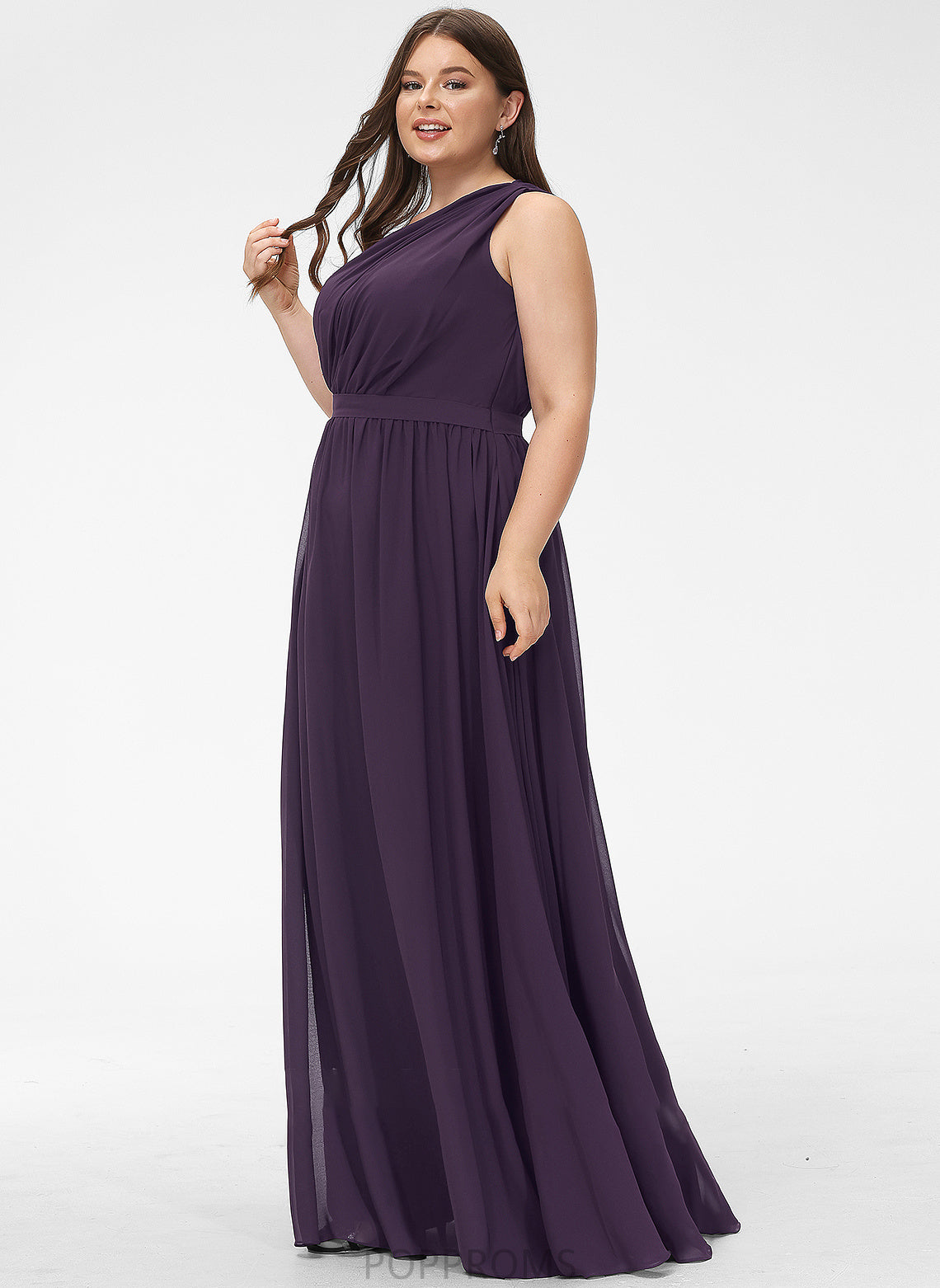 Ruffle A-Line Embellishment Silhouette One-Shoulder Floor-Length Neckline Length Fabric Philippa Spaghetti Staps A-Line/Princess Bridesmaid Dresses